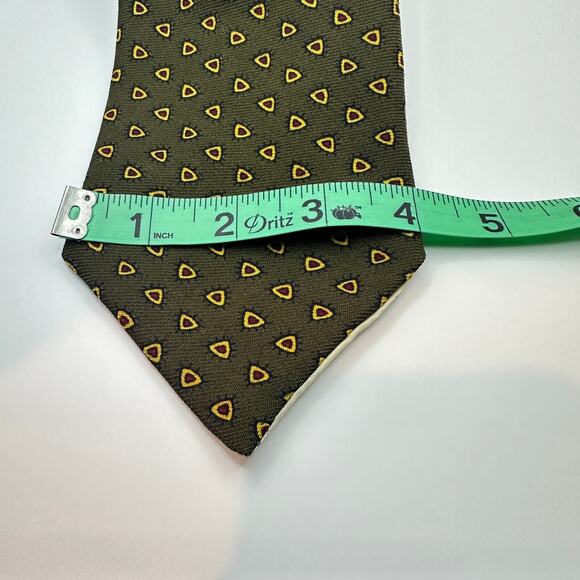 Vintage Rivetz Printed Necktie Olive Green Business Casual Office Formal Rare - Picture 8 of 9